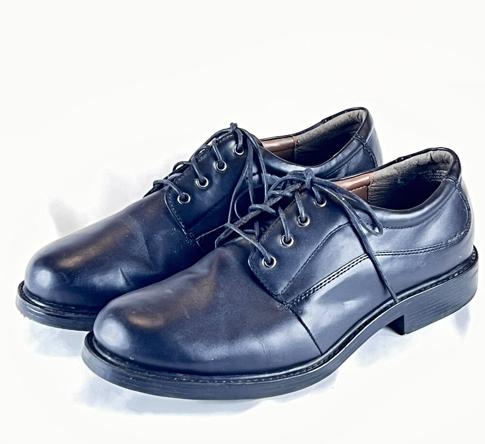 George Marcus Oxford Dress Shoes Men’s Size 12W Blue Leather Lace Up Block Heel